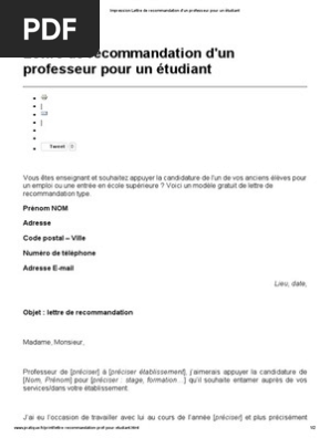 Lettre De Recommandation Pour Une Formation