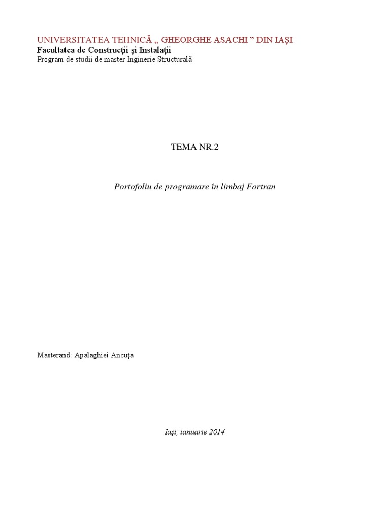 Portofoliu de Programare În Limbaj Fortran | PDF