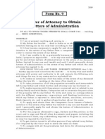Power of Attorney To Obtain Letters of Administration: Form No. 9