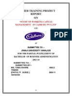 Study of Working Capital Management at Cadbury Pvt. Ltd