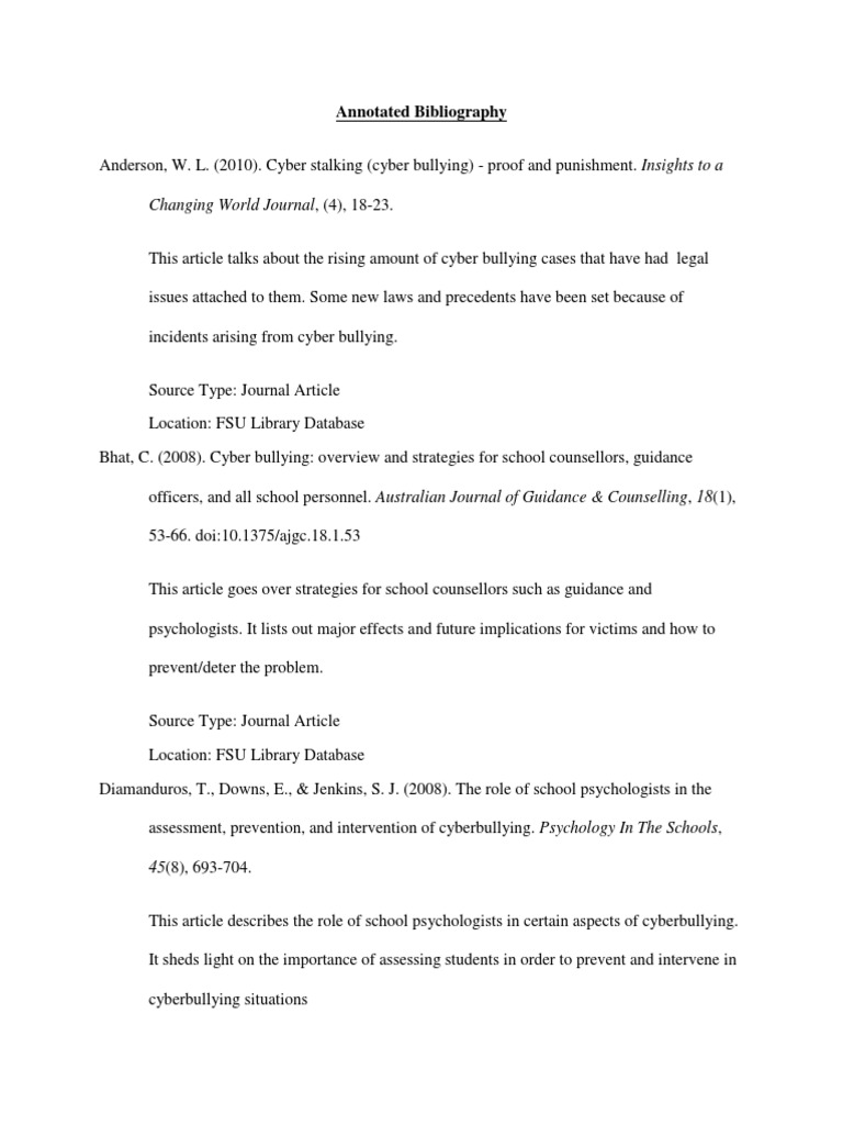 Annotated bibliography bullies picture