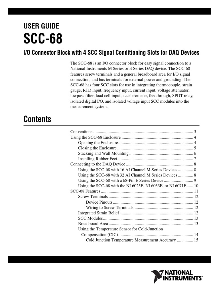 User Guide: I/O Connector Block With 4 SCC Signal Conditioning Slots ...
