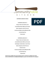 Community Table Kitchen Menus