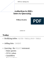 Introduction To SQL: Intro To Querying: EECS 317, Spring 2014