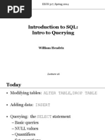 Introduction To SQL: Intro To Querying: EECS 317, Spring 2014