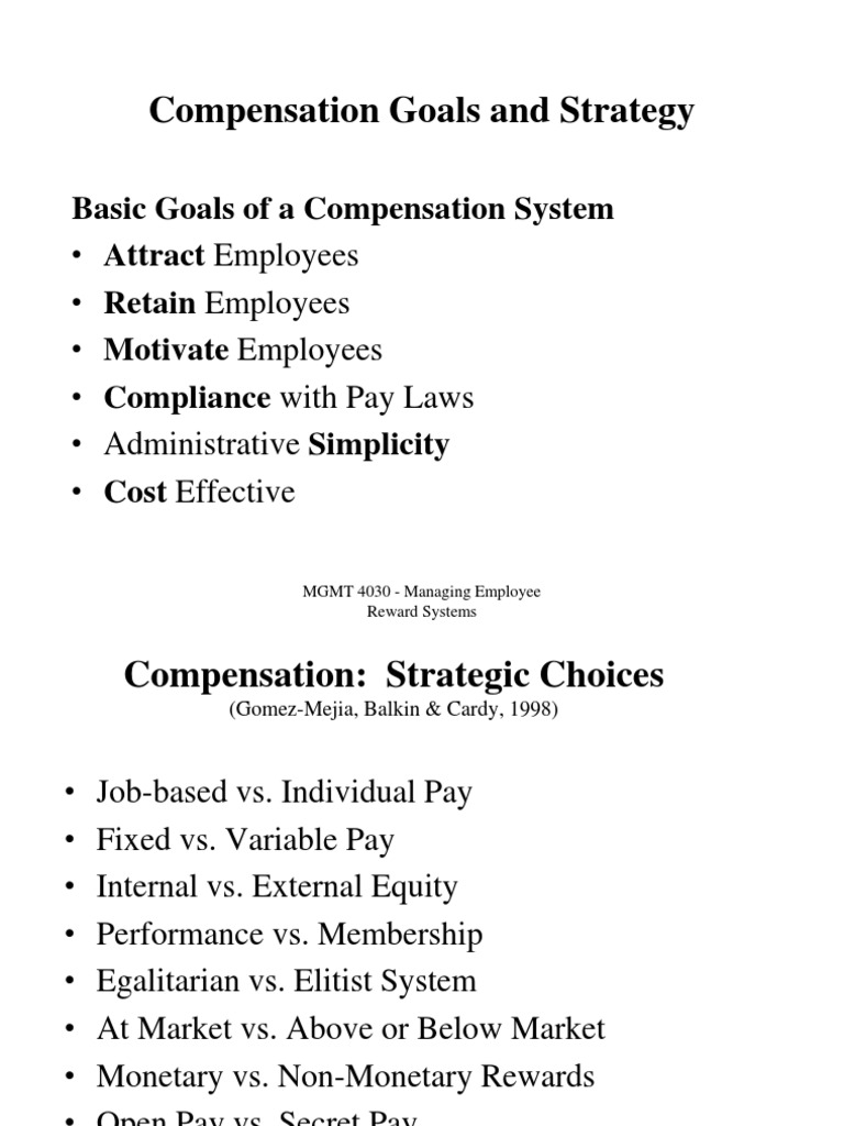 Compensation System Goals and Strategies | PDF | Strategic Management ...