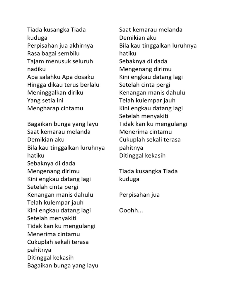 Tiada Kusangka Tiada Kuduga Pdf