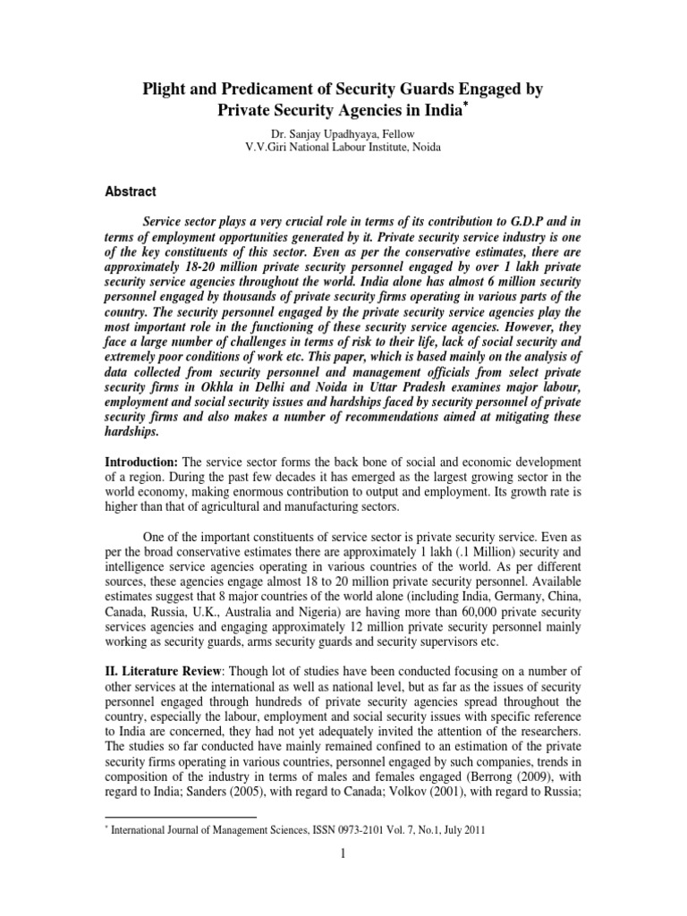 Security Guards' Challenges in India | PDF | Security Guard | Employment