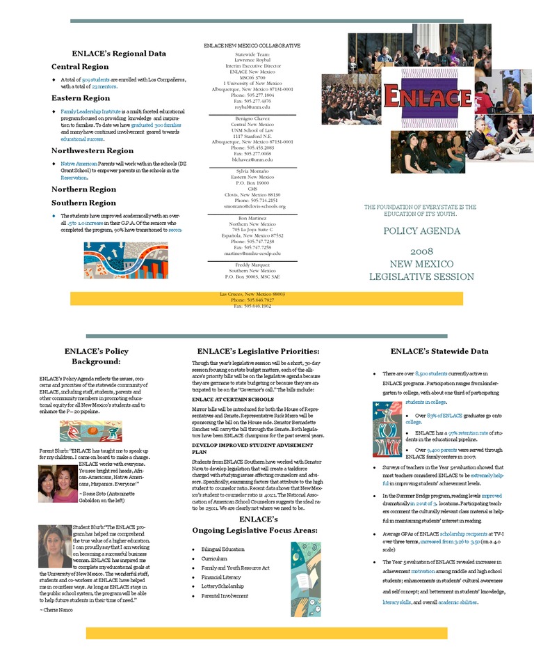 ENLACE New Mexico Policy Agenda 2008 | PDF | Change | Cognition