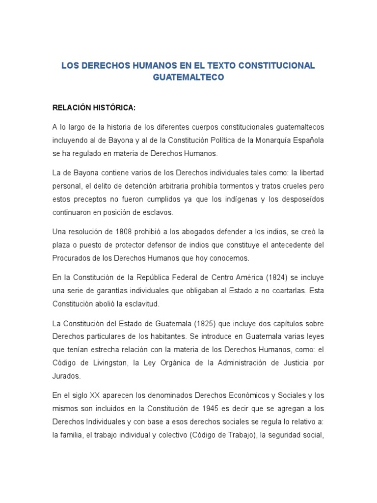 Derechos Humanos en Guatemala | PDF | Derechos humanos | Constitución