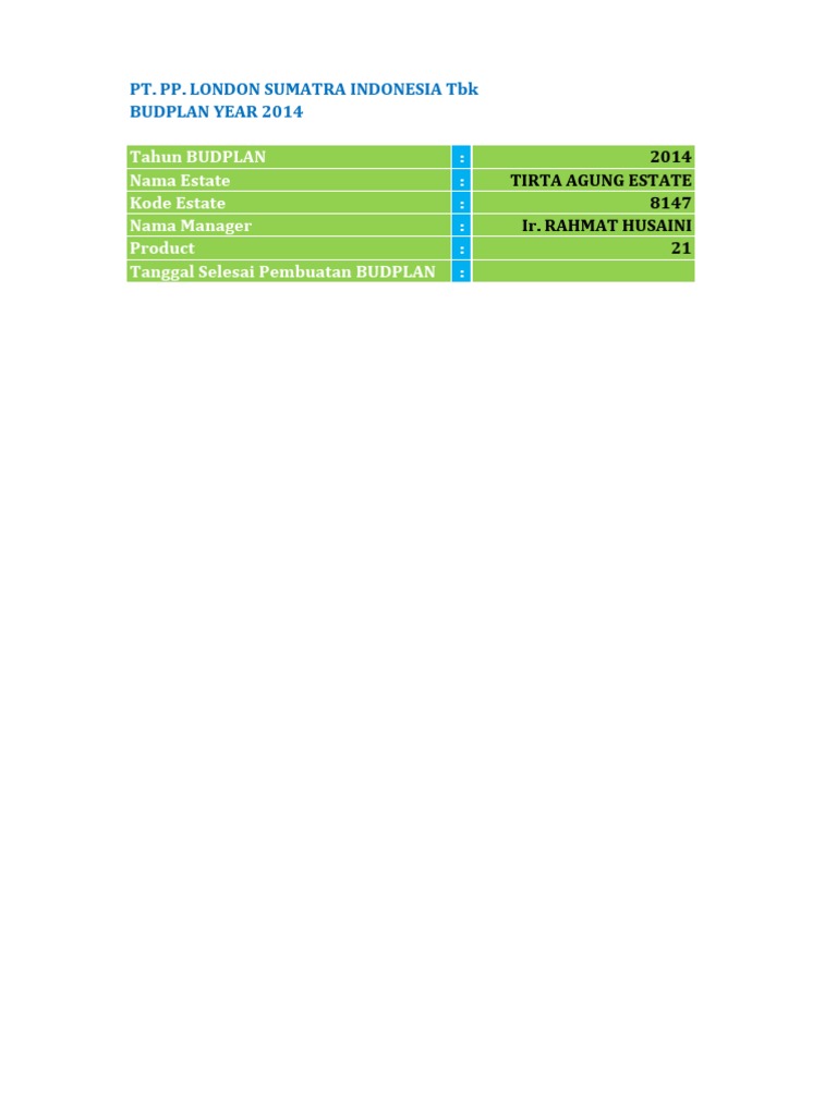 Lonsum Budplan 2014 Estate Bearing Mechanical Sodium Chloride
