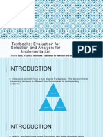 Textbooks: Evaluation For Selection and Analysis For Implementation