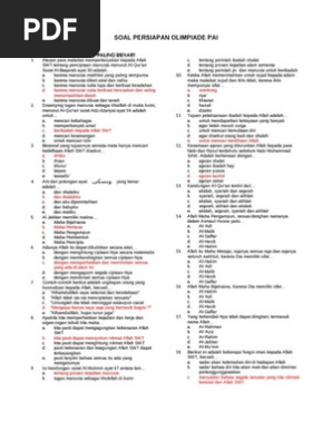Soal Persiapan Olimpiade Pai