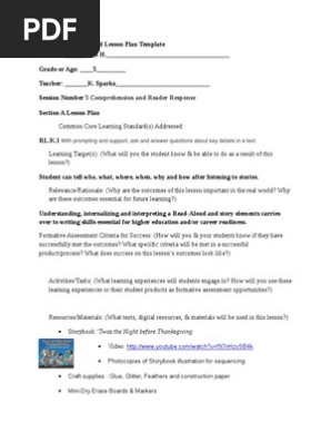 session 5 common core aligned lesson plan k  sparks