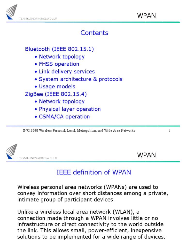 WPAN Contents | PDF | Bluetooth | Wireless Lan