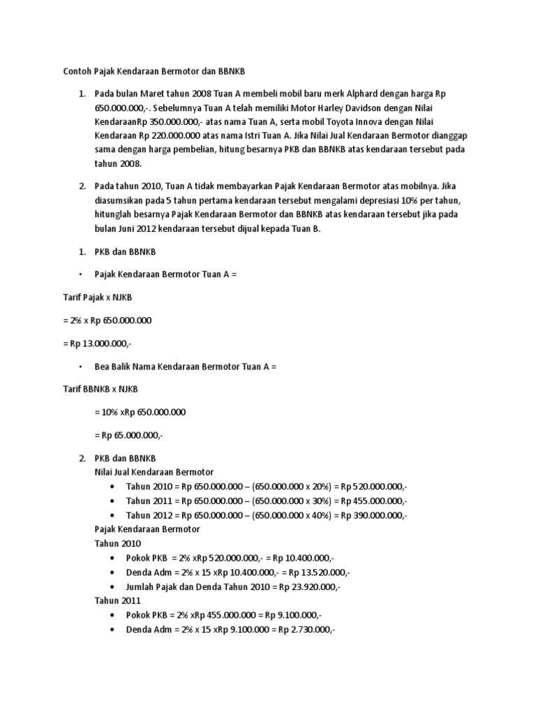 Pajak Contoh soal