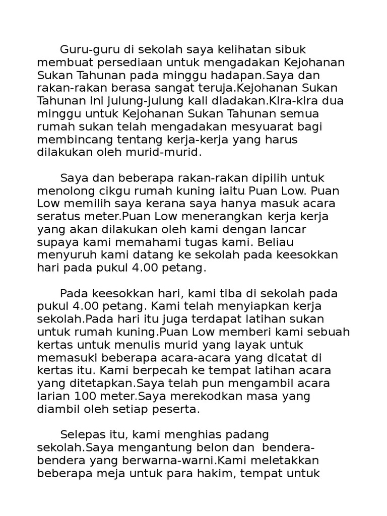 Karangan Persiapan Hari Sukan