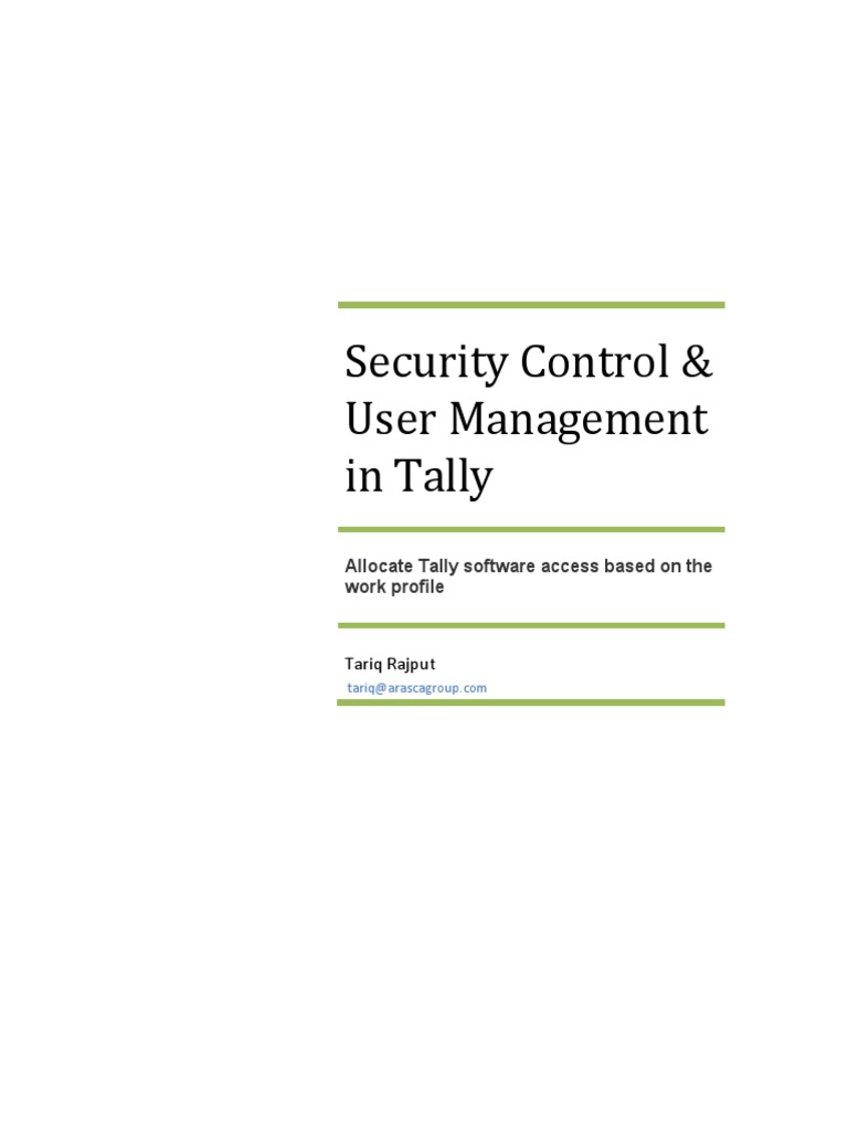 Security Control User Management in Tally | PDF | User (Computing ...