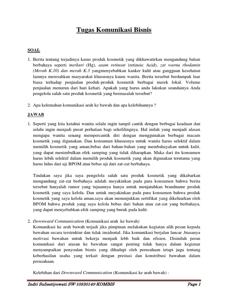 Tugas Komunikasi Bisnis Pdf