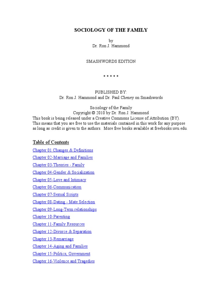 Sociology of The Family PDF Single Parent Sociology