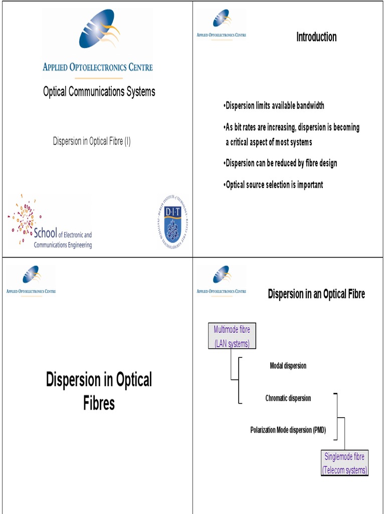 Dispersion Effects in Optical Fibers | PDF | Dispersion (Optics ...