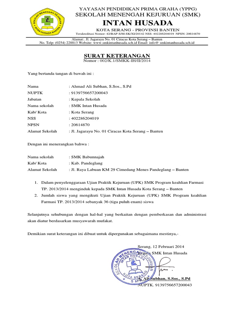 Contoh Surat Pengajuan Mutasi Sekolah Induk Kumpulan Informasi