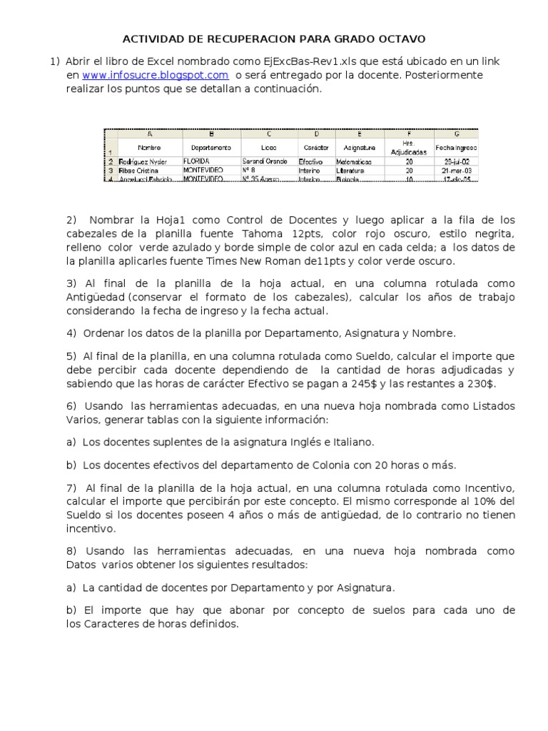 Actividad Excel para Grado Octavo | PDF | Microsoft Excel | Color