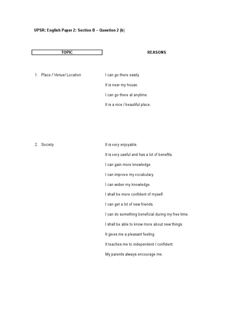 UPSR: English Paper 2: Section B - Question 2 (B) | PDF | Business