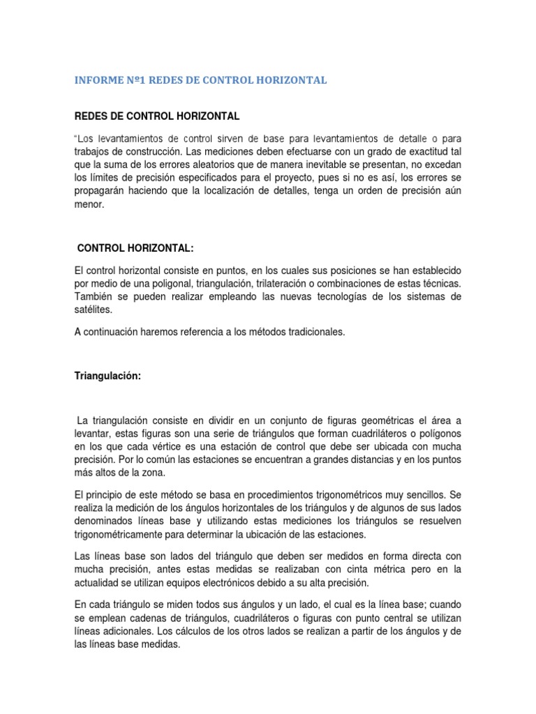 Redes de Control Horizontal | PDF | Triángulo | Medición