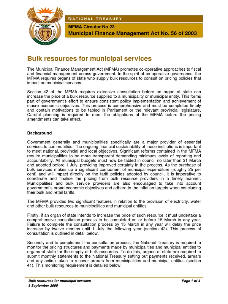 MFMA Circular 23: Bulk Resource Pricing | PDF | Governance | Government