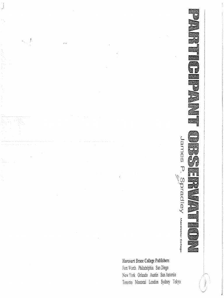 Spradley Participant Observation Matrix P. 80 | PDF