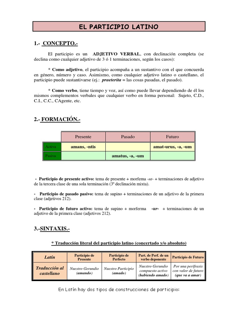 El Participio en Latín: Conceptos y Usos | PDF | Predicado (Gramática ...