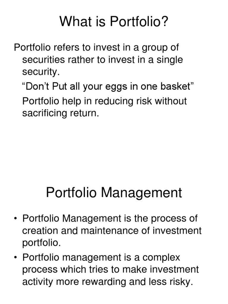 Portfolio Management | PDF | Finance & Money Management
