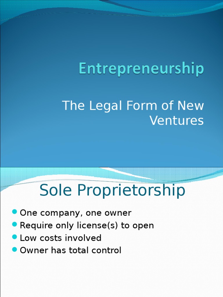 Entrepreneurship Legal Form of New Ventures PDF Partnership