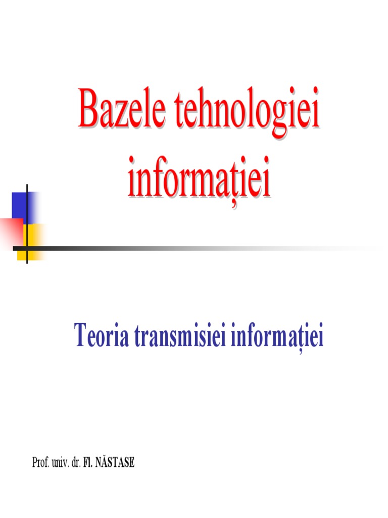 Teoria Transmisiei Informatiei | PDF