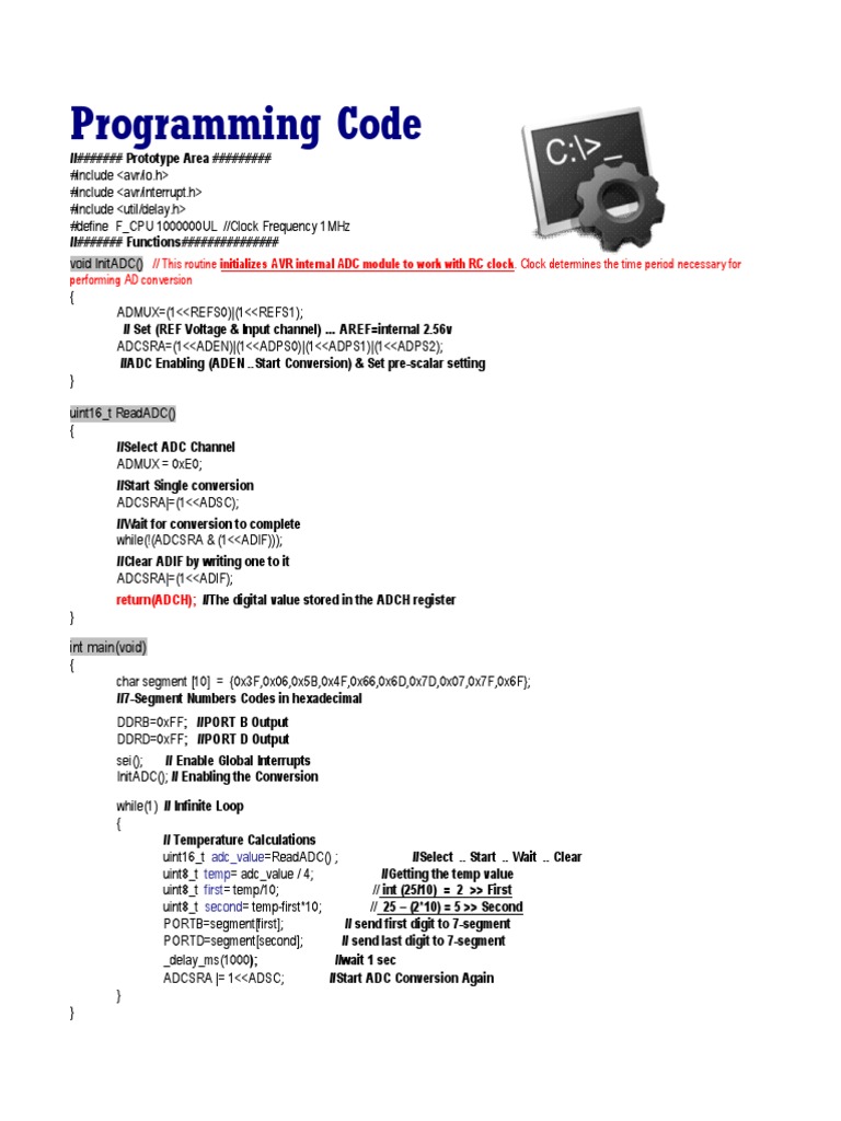 AVR ADC Initialization and Reading | PDF | Analog To Digital Converter ...
