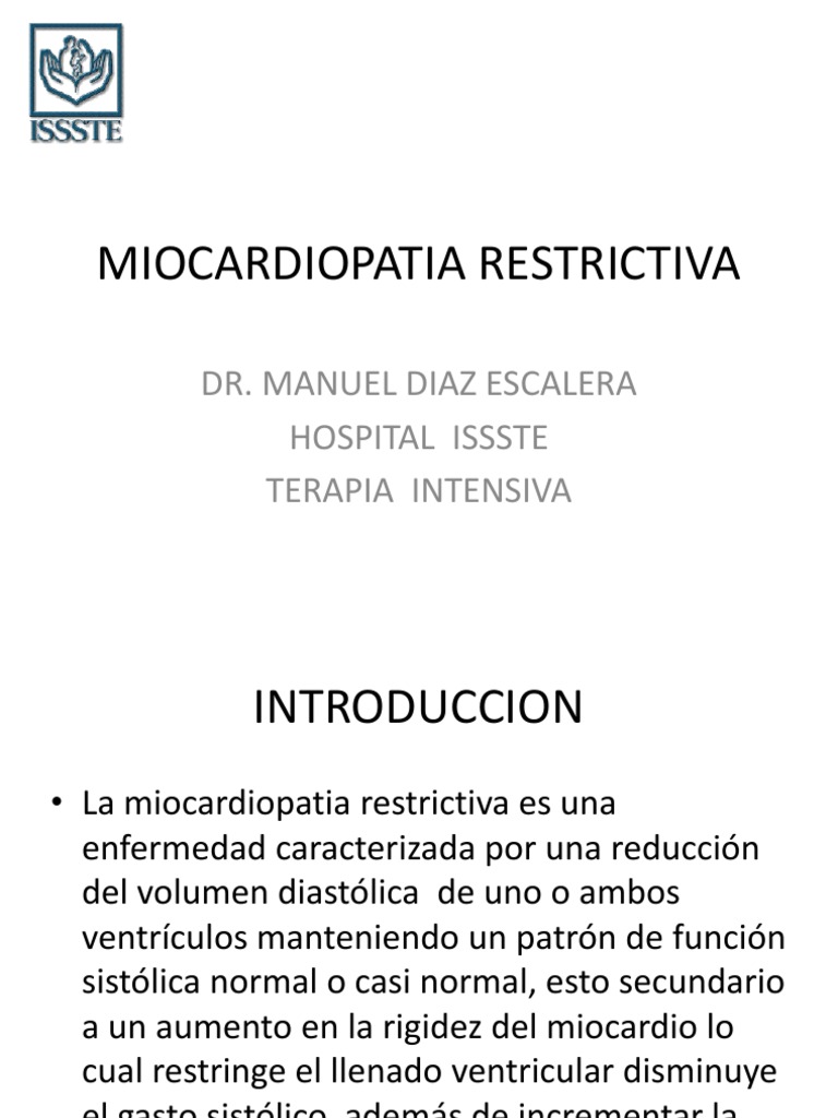 Miocardiopatía Restrictiva: Diagnóstico y Tratamiento | PDF ...