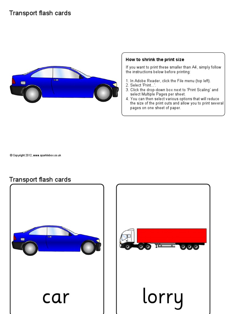 Transport Flash Cards: How To Shrink The Print Size | PDF | Technology ...