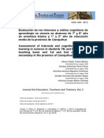 Evaluación de Los Intereses y Estilos de Aprendizaje en Ciencia en Alumnos de 7° y 8° Año de Enseñanza Básica y 1° y 2° Año de Educación Media de La Provincia de Llanquihue