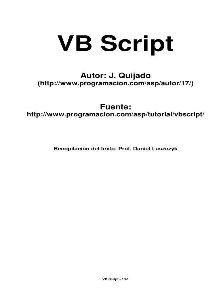 Apuntes de VBScript | Descargar gratis PDF | Objeto (informática ...