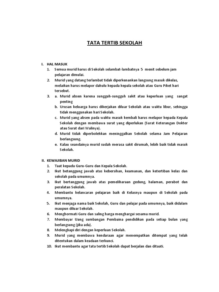 Tata Tertib Sekolah Lengkap | PDF | Gaya Hidup
