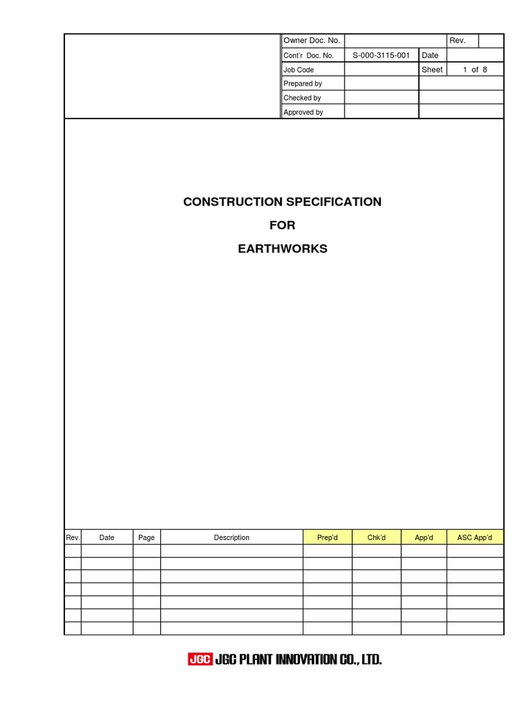 Construction Specification for Earthworks | PDF | Specification ...