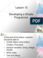 Lesson 10 Developing A Simple Programme
