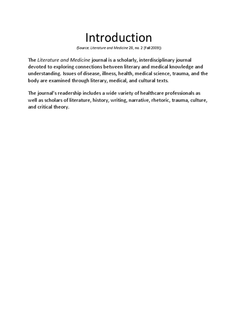 Exploring Literature and Medicine Connections | PDF