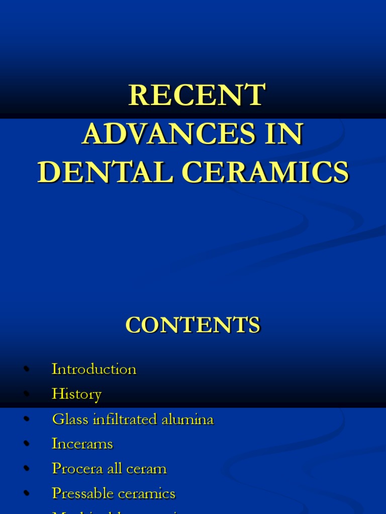 Recent Advances in Dental Ceramics PDF Ceramics Manmade Materials