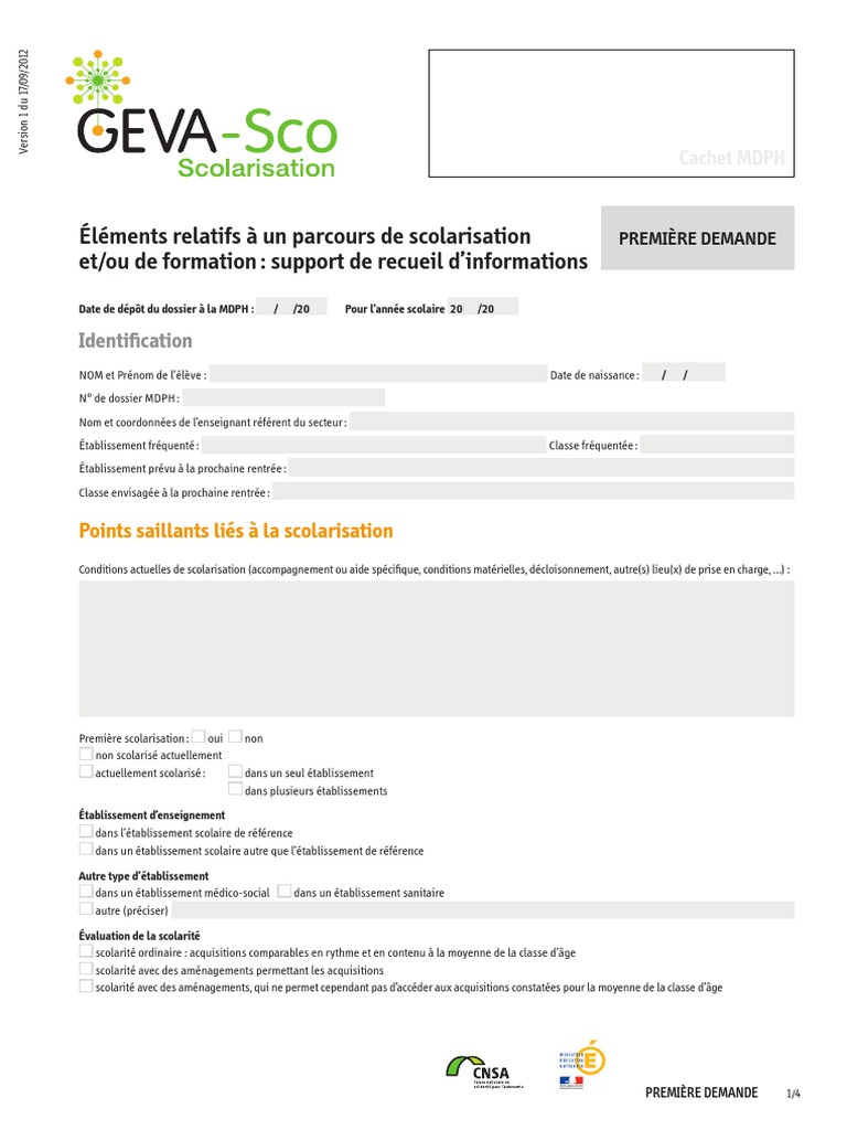 GEVA Sco Premiere Demande V1 PDF coles Invalidit 