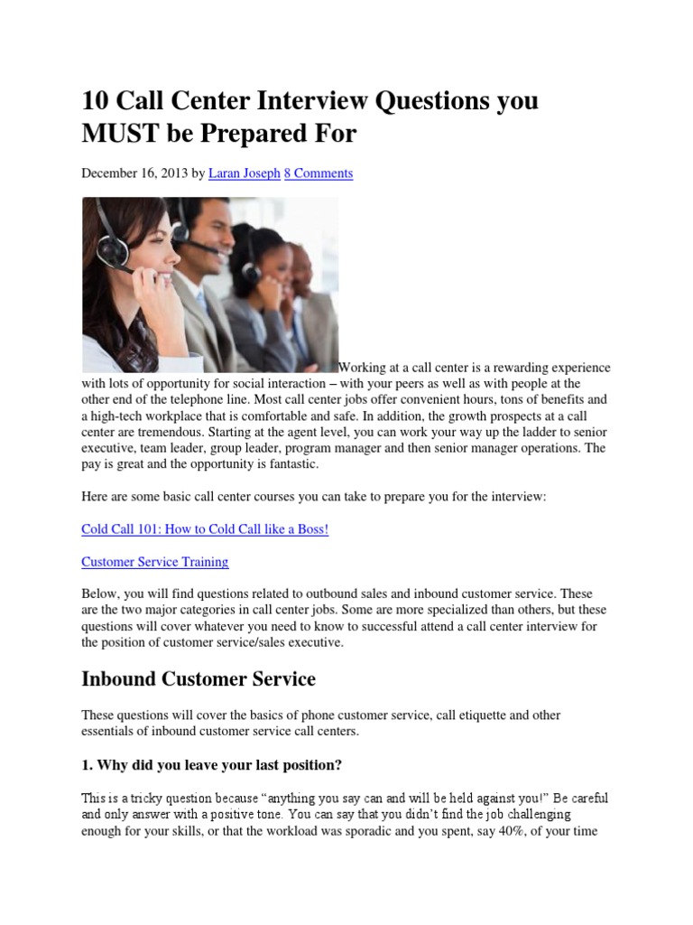 10 Call Center Interview Questions You MUST Be Prepared For: Inbound ...