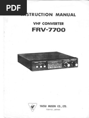 Yaesu FRV-7700 VHF Transverter - Manual | PDF