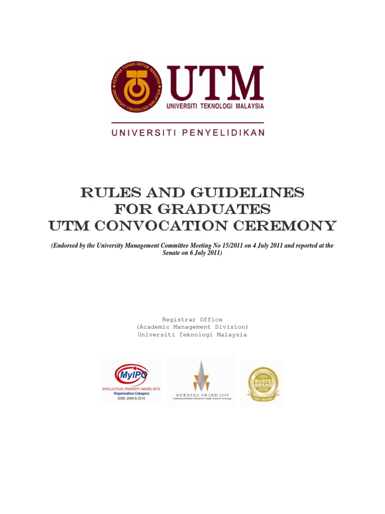 UTM Convocation 2024 Dress Code Guidelines | PDF | Postgraduate ...