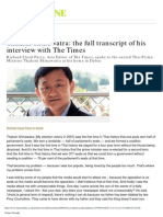 Thaksin Shinawatra: The Full Transcript of His Interview With The Times